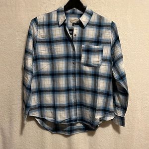 Women’s Blue and White Flannel Long Sleeve
